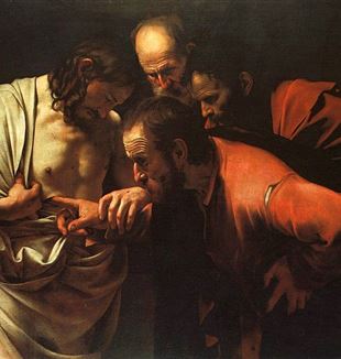 'The Incredulity of Saint Thomas' by Michelangelo Merisi da Caravaggio. Via Wikimedia Commons 