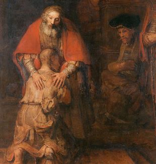 The Return of the Prodigal Son (detail) by Rembrandt van Rijn. Via Wikimedia Commons