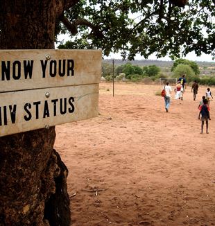 Sign: Know your HIV status in Zambia, Africa. Commons
