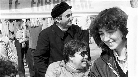 Sandra with Fr. Oreste Benzi in 1979 (Photo: Riccardo Ghinelli)