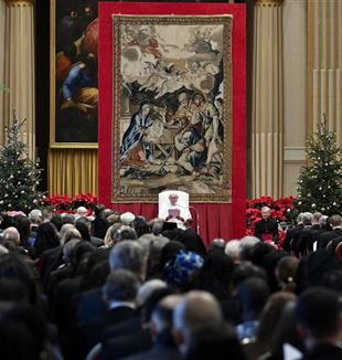 The Pope during the meeting with the Diplomatic Corps at the Holy See (Vatican Media/Catholic Press Photo)